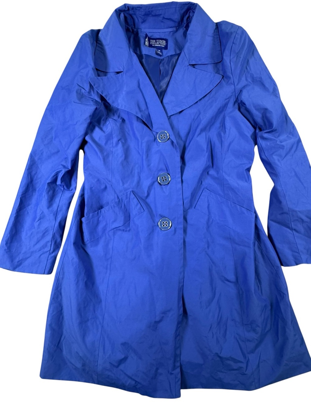London Fog Cobalt Blue Button-Front Trench Coat
